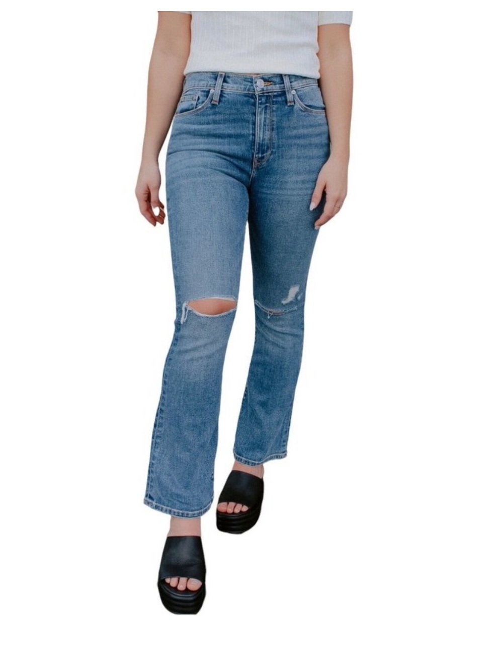 $225 Hudson Barbara Bootcut distressed flare jeans 26